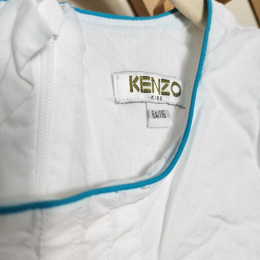 Kenzo Colorful Stitched Butterfly Girls Dress In White Size 6A